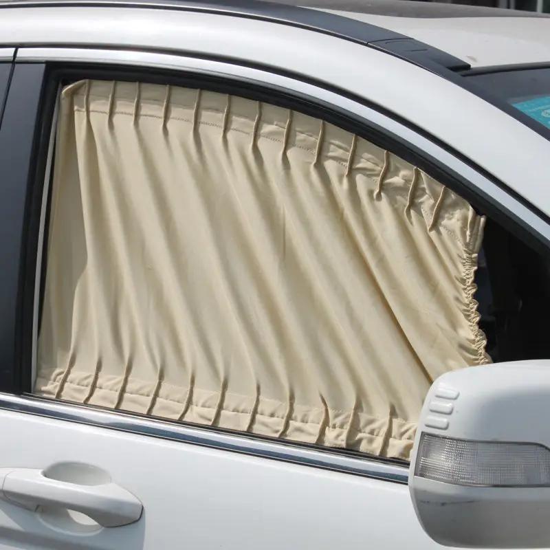 2× Beige VIP Car SUV Window Mesh Style Curtain Sunshade Visor UV Block Universal