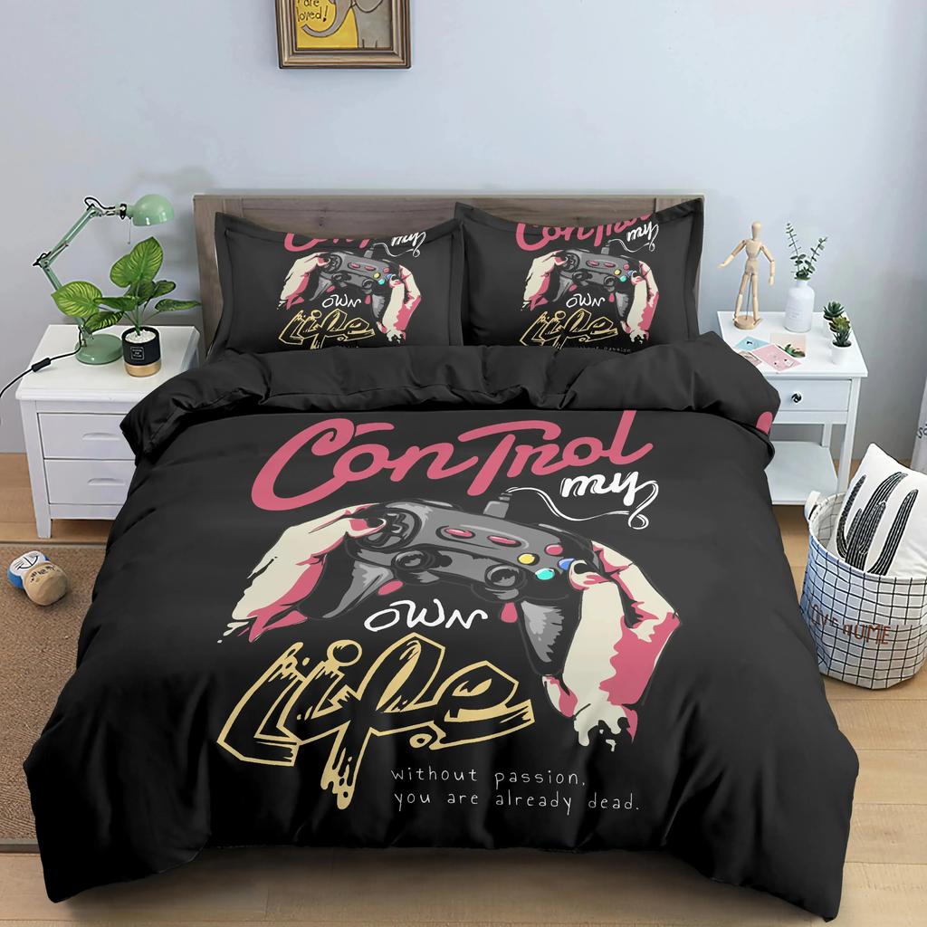 Top Gamepad Comforter Cover Twin Size Play Gamer Bedding Set Video Games Polyester Duvet Cover Teens Game Quilt Cover