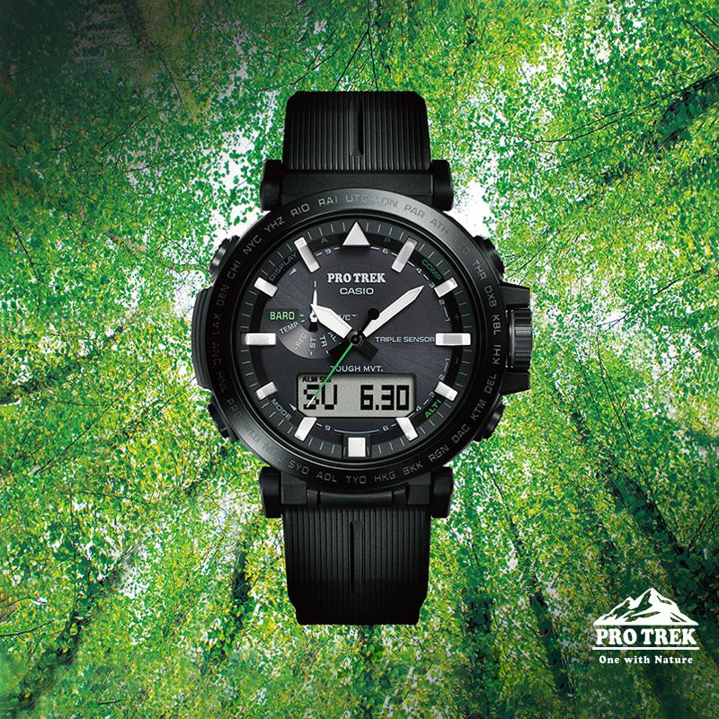 Casio PRO TREK Series-Disc Dual Display Series Outdoor Sports Six Radio Wave Large Dial Multi-function Shockproof and Waterproof Solar PRW-6621Y-1PR
