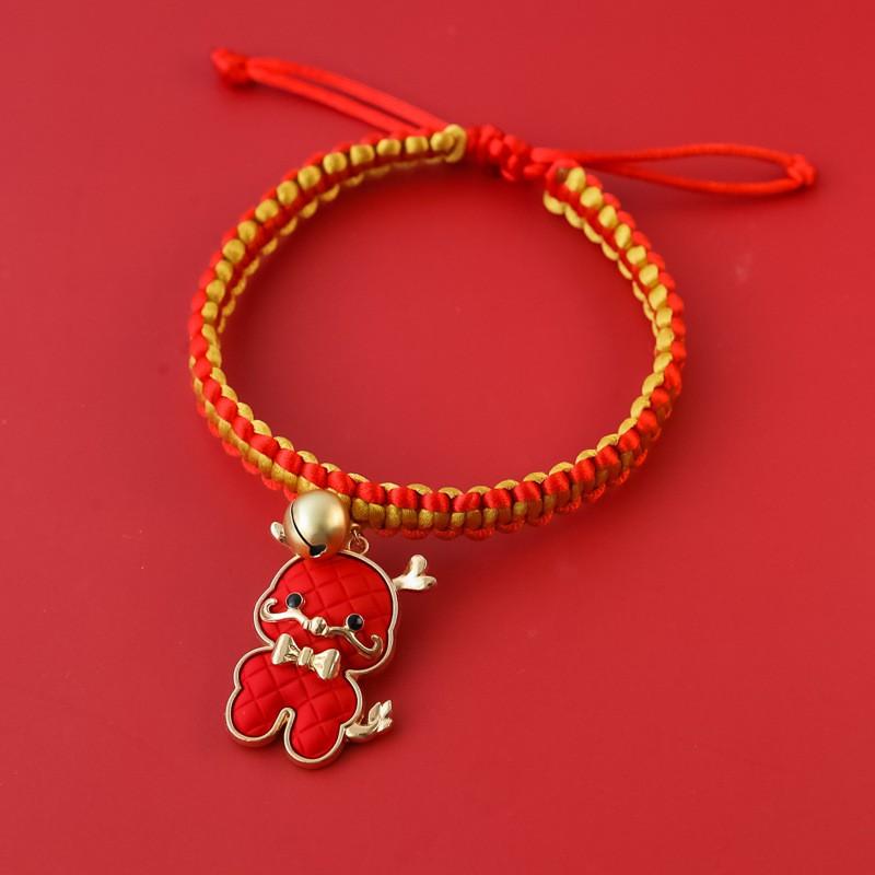 Chinese New Braided Rope Pet Collar Dragon Festive Bell Colorful Decor Cats Dogs