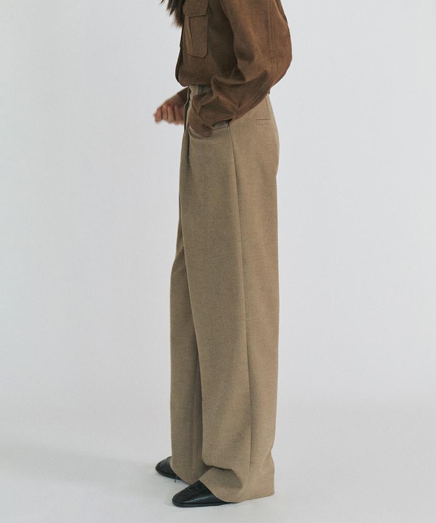 STEP AROUND Soft Wool Wide Pants_Brown