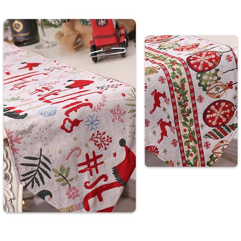 Christmas Table Runner with Tassels 68Inches Long Seasonal Winter Christmas Holiday Tablecloth Cover Table Decorations