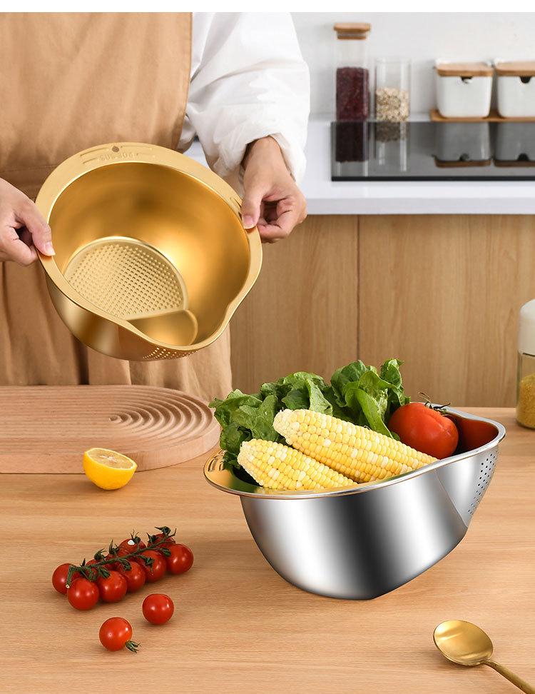 Cesto Colino in Acciaio Inossidabile per Lavare Riso e Verdure