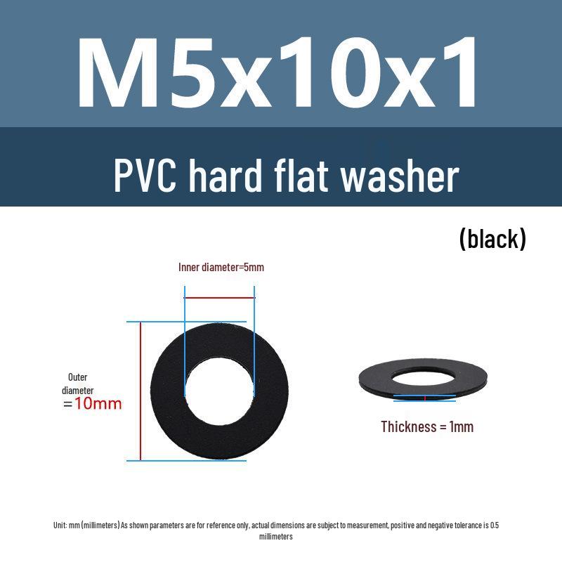 Yigu Black Nylon PVC Sealing Washer M4/M5: Thick, Insulating Plastic for Screws