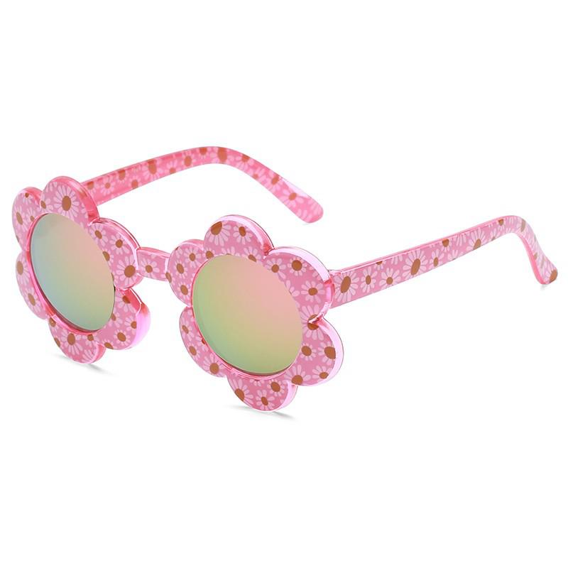 Kids Flower Sunglasses Rainbow Colorful Cute Round Kid Eyewear For Toddler Kids Boy Girls Outdoor Activities