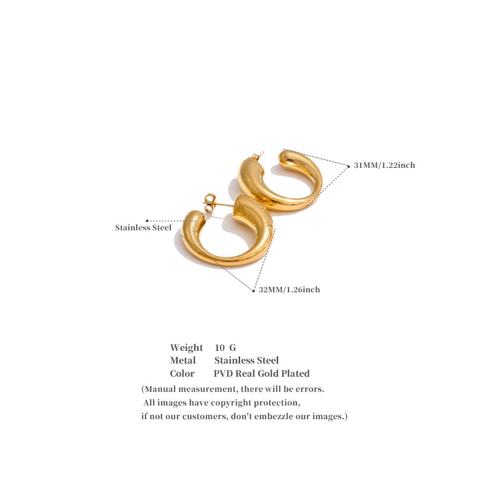 Eetit Minimalist Stainless Steel C-Shape Fashion Unusual Earrings Personalized Versatile Daily Charm Jewelry Waterproof