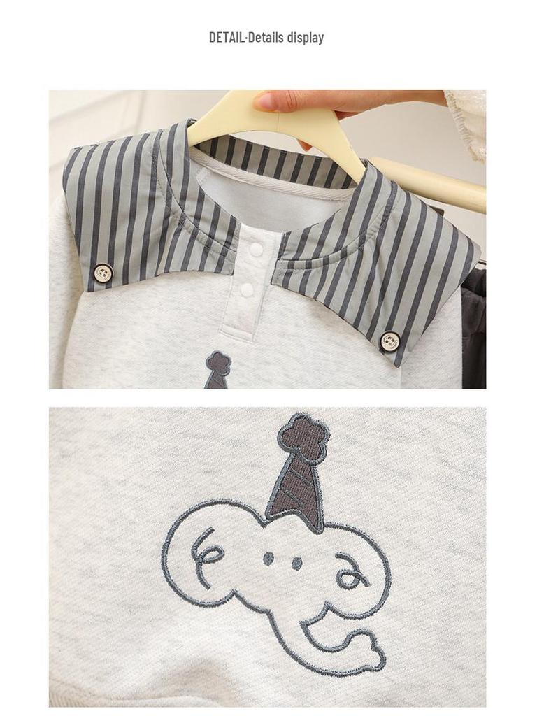 Boys' Stylish Spring/Autumn Korean Hoodie Two-Piece Set for Toddlers
