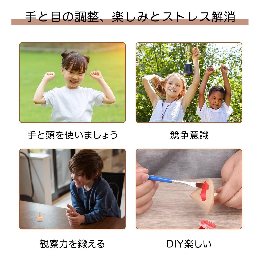 nalaina Wooden Hand Crank Tops [Set of 3] Hand Crank Tops, Wooden Toys, Unpainted or Paintable, DIY, Indoor Play, Finger Play, Home Play, Hobby