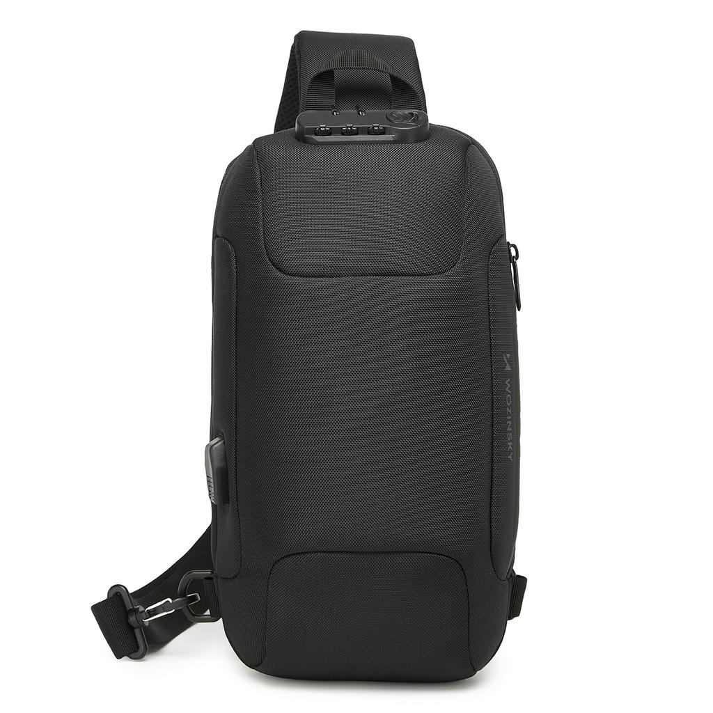 Premium Single Shoulder Anti-Theft Urban Backpack with Organizer and USB - Black