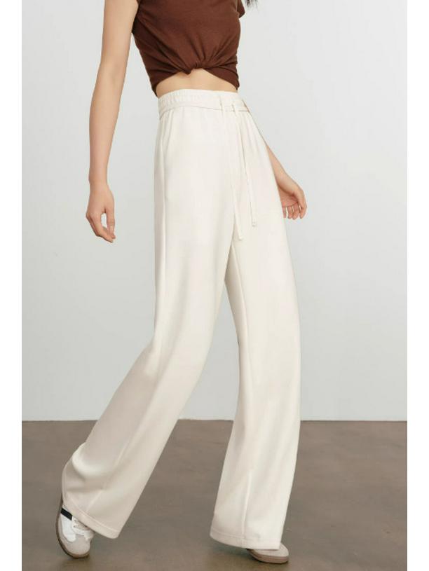 

2026 Spring New Arrival: Versatile High Stretch Modal Knit Wide Leg Floor-Length Pants Small брудно-білий