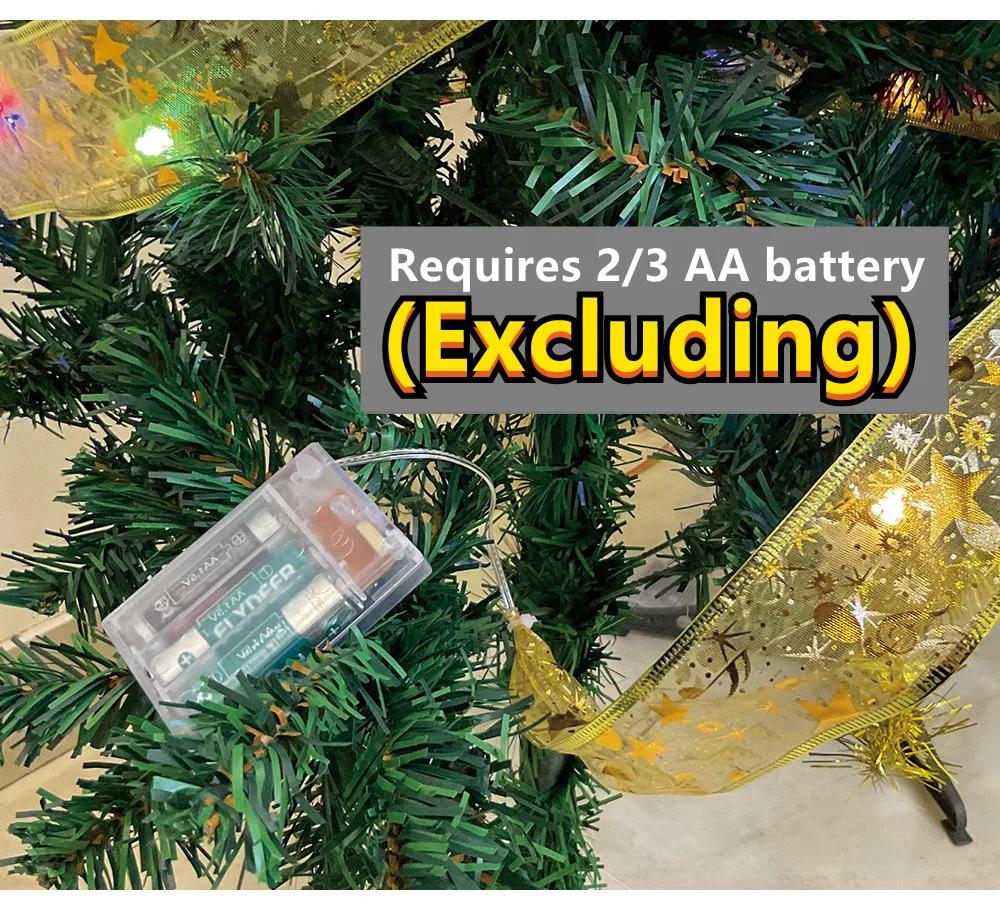 Christmas Decoration LED Ribbon Fairy Lights Christmas Tree Ornaments for Home 2024 DIY Bows Light String Navidad New Year 2025