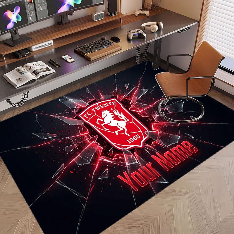 Tappeto Personalizzato Modello FC Twente Stampa Nome Testo Morbido Antiscivolo Tappeto per Pavimento per Decorazione Interna Casa