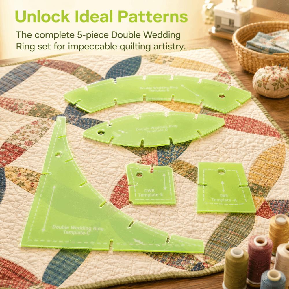 5pcs Transparent Green Quilt Cutting Templates Multi Functional DIY Quilting Ruler Kit For Crafting