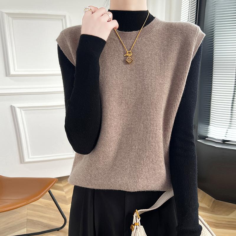 Women's Cashmere Vest Qinghe Cashmere 30% Cashmere 70% Wool Autumn and Winter Cashmere Vest Soft and Warm