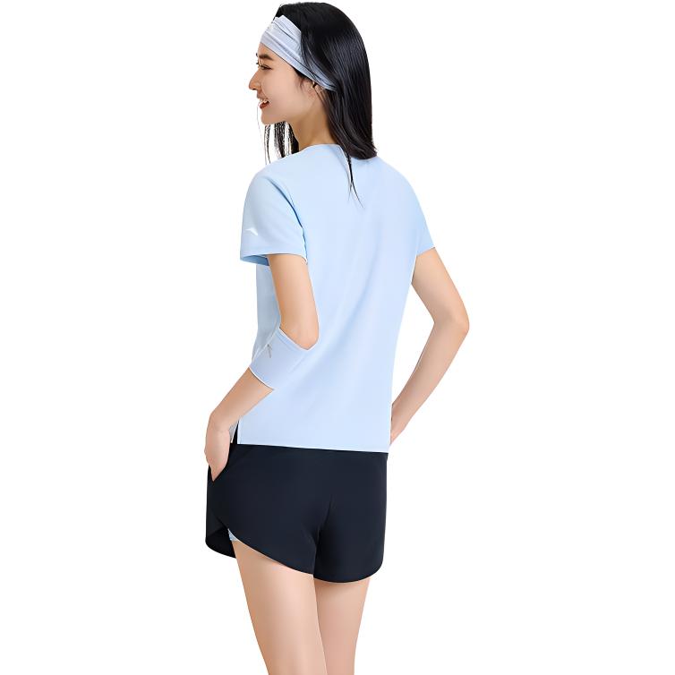 Anta Plain Round Neck Pullover Short Sleeve Sports Simple Comfortable Shorts Set Women sets 962527205-4