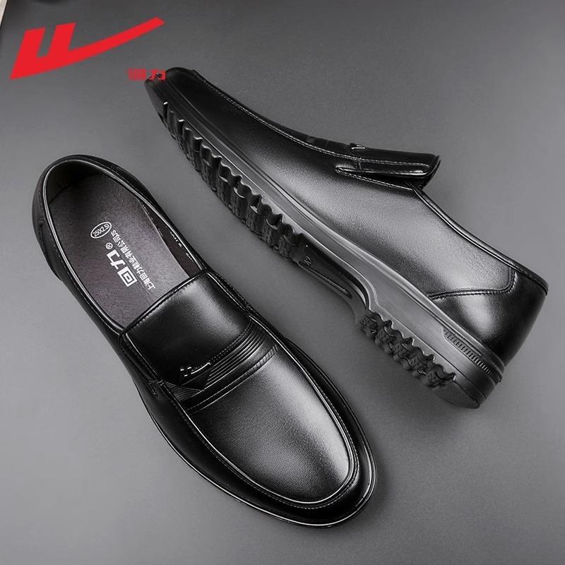 Leather Shoes Men's One-pedal Leather Surface Casual Shoes Autumn and Winter Business Shoes Formal Black Leather Shoes Soft-soled Work Shoes