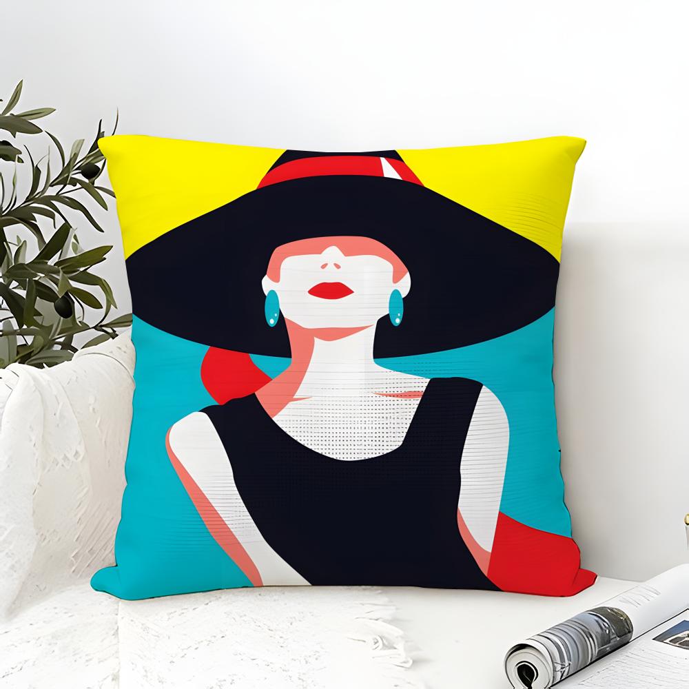 A-Audrey H-Hepburn Fashion Prin Pillow Case Linen Pillow Case Sofa Home Decor Cushion Cover Cushion Cove