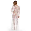 European-American Lace Embroidery Beach Cover-up: Sexy, Loose See-through Vacation Cardigan Dress