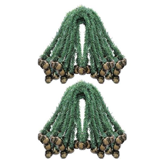 Christmas Garland Ties with Bells Decorative Rope Straps for Wreaths Railings Stairs Flexible Faux Pine Needle Twist Ties Xmas Holiday Decor