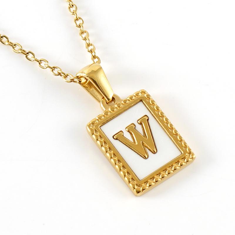 18K Gold Stainless Steel Letter Pendant Necklace – European and American Style Titanium Steel Clavicle Chain for Women