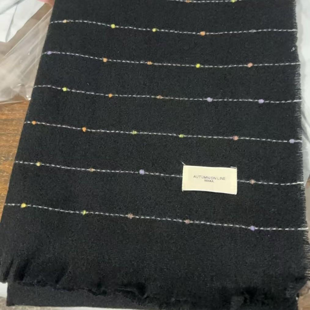 Starry White Scarf for Women in Autumn and Winter New Polka Dot Tassel Korean Style Shawl Dual Purpose High End Scarf