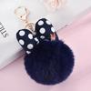 Minnie Plush Keychains Cartoon Polka Dot Bow Pom-Pom Key Ring Pendant Car Bag Ornament Girl Child Gift Toy