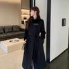 Autumn and winter new simple and fashionable versatile mink hair stand-up collar long-sleeved lace-up design cashmere solid color coat