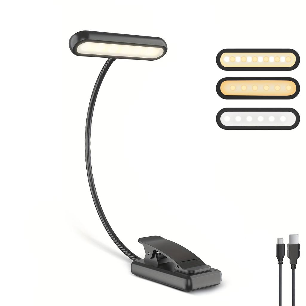 1/2/4pcs Horizontal Book Holder Lamp with 14 Lights, USB Charging Version, 3 Color Temperatures, 10 Adjustment Levels ( Black )