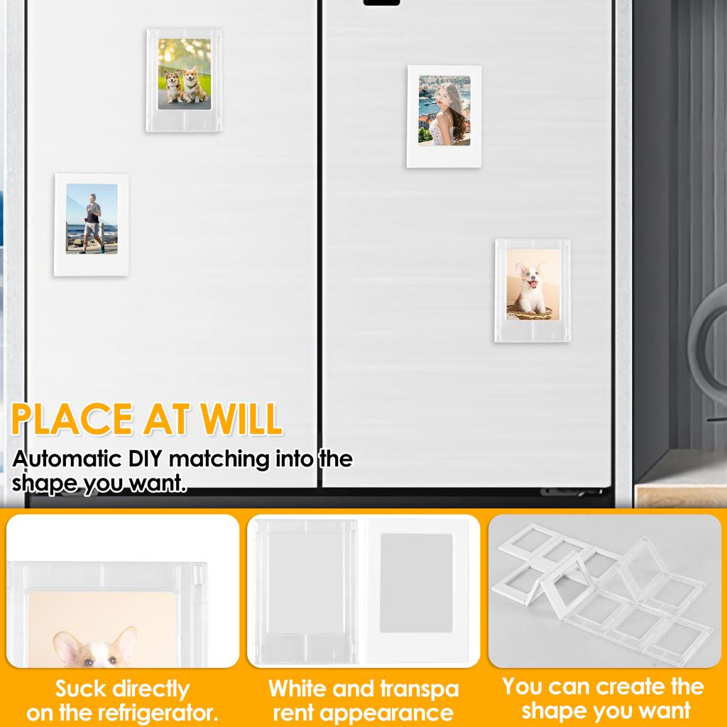 10/12Pcs Magnetic Fridge Frames DIY Magnetic Photo Frames Refrigerator Magnet Picture Frames 3inch Magnetic Picture Frame