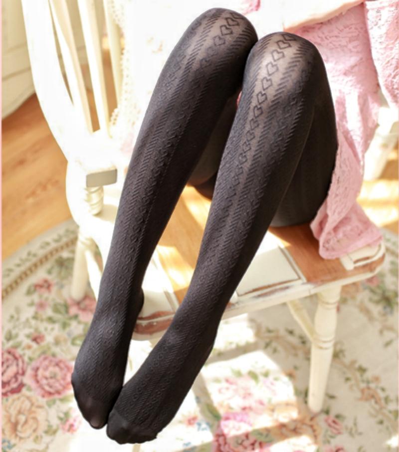 Doiaeskv Neue Damen Lolita Strumpfhosen Spitze Strümpfe Frau Ausgeschnitten Weiße Strümpfe Weibliche Herz Strumpfhose Tattoo Strumpfhosen Muster S-L(40-70kg)