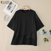 ZANZEA Women Summer Round Neck Short Sleeve Casual T-Shirts
