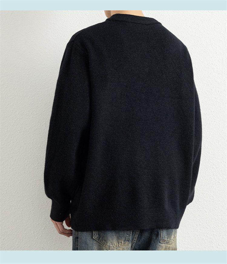 Men's Trendy Loose Henley Knit Pullover for Autumn/Winter 2025