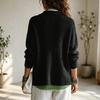 Women's Fashion Color Lapel Collar Long Sleeve Button Down Knit Cardigan Sweater Jacket Loose Fit Drop Shoulder