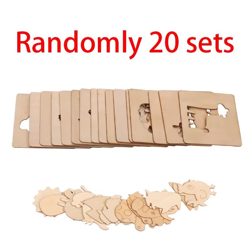 

10-20pcs Wooden DIY Kids Drawing Toys Painting Stencils Template Craft Toys Puzzle Educational Toys For Children Gifts