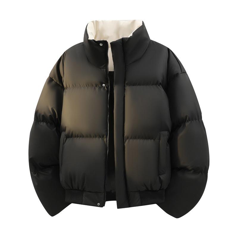 

Men s ACU Stand Collar Patchwork Jacket - Winter Cotton, Solid Color PU Leather, American Style. XL чорний
