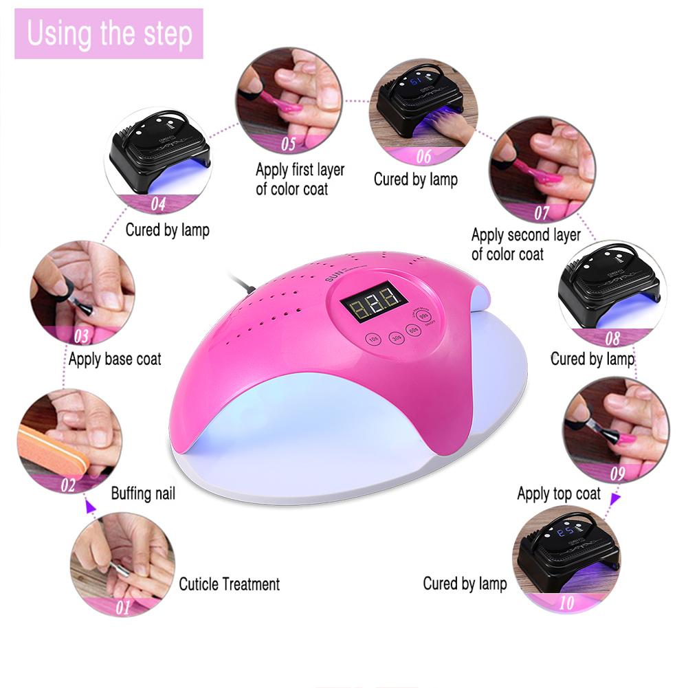 SUN 669 UVLED Nail Lamp Dryer Nail Art Tools for Nail Gel Polish with Smart Sensor Red Rose