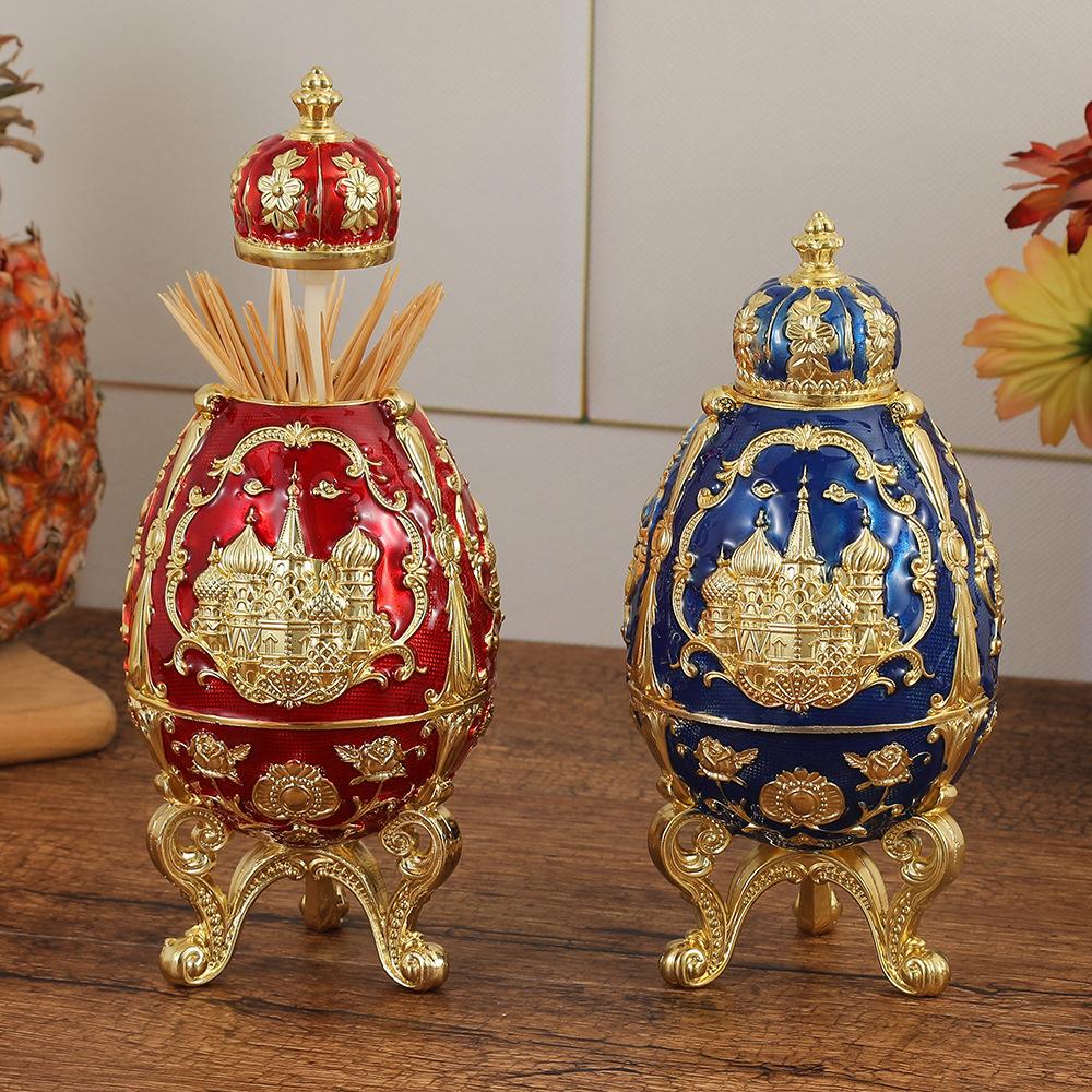 Vintage Automatic Toothpick Holder Creative Crown Castle Design Three Legged Toothpick Organizer for Home Restaurant