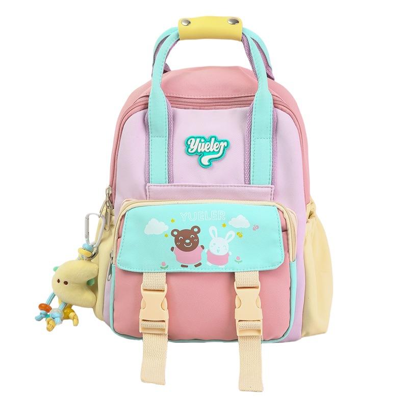 

Летняя Новинка Конфетный Цвет Блок Повседневная Сумка-Рюкзак с Медведем и Буквой для Ежедневных Поездок Small(25*12*29cm) фиолетовый