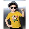 European Size Boys Round-neck Short-sleeved T-shirt with Cartoon Cow Holding Lollipop Pattern Print