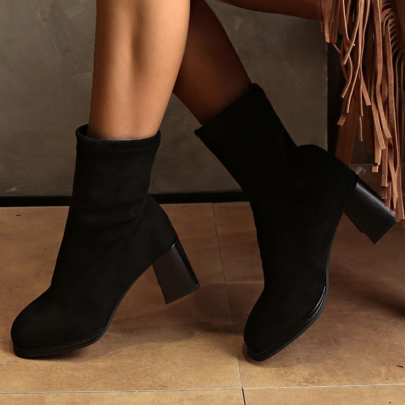 Λεοπάρ Γυναικείες Μποτάκια Χιονιού Μάρκας Ψηλά Τακούνια Σουέντ Τετράγωνη Μύτη Παπούτσια Χειμώνας 2025 Τάση Κομψές Γόβες Παπούτσια Γραφείου Botas Mujer