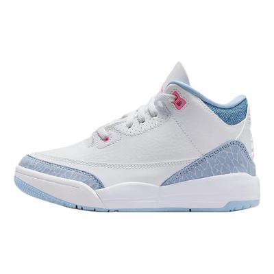 Air 3 Retro PS White Cobalt Bliss Kids Sneakers Pink-Glow Football-Grey HQ0783-101