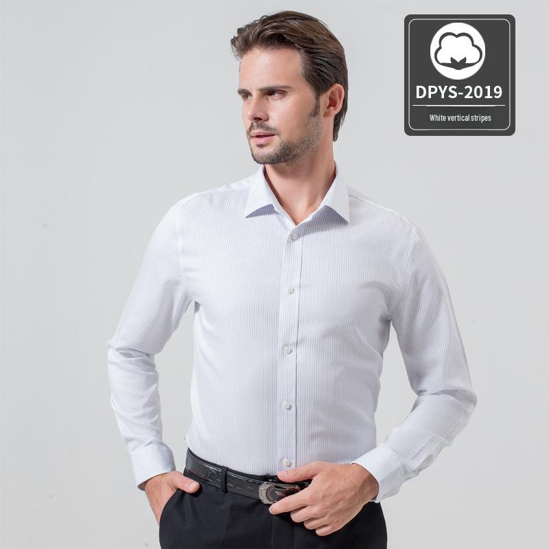 2022 Premium Men's Long-Sleeve Iron-Free Pure Cotton Shirt - Light Luxury Business Wear