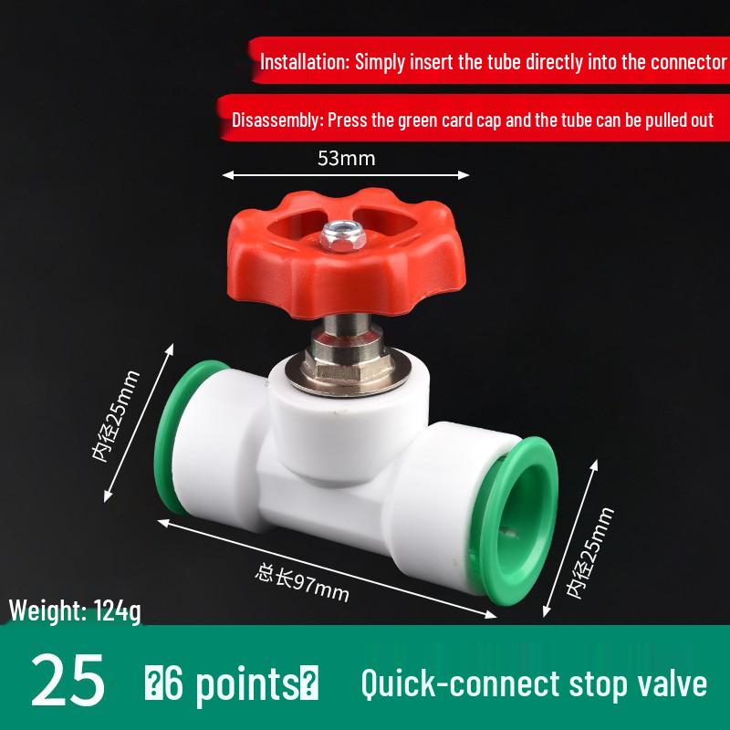 PPR Water Pipe Quick Connector, 4 & 6 Points, No-Melt, Direct Plug-In, 20/25 PE for Cold/Hot Water