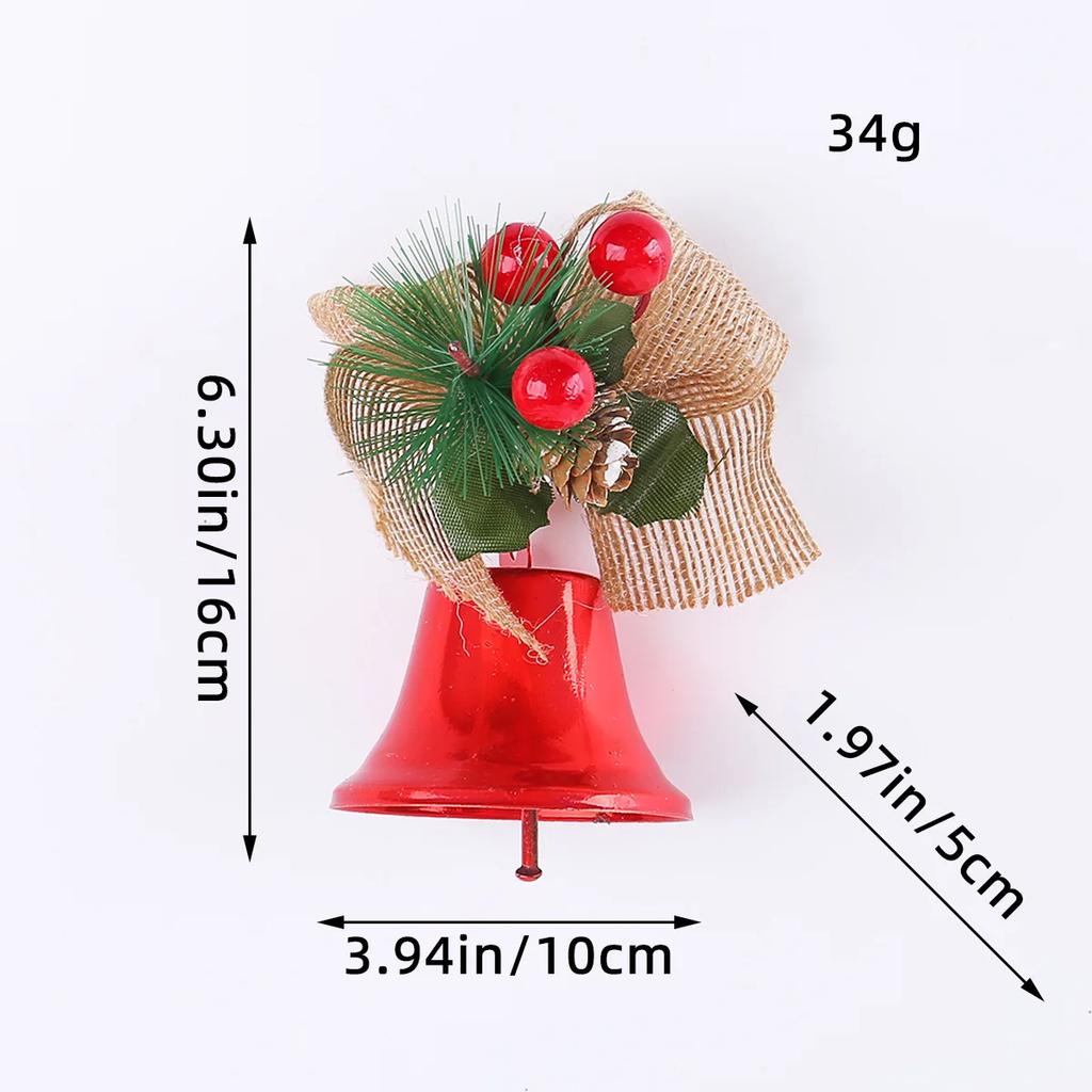 Cloche Jingle Noël 1PC: Couleurs Mélangées, Cloche Traîneau Classique Avec Baies Rouges, Nœuds À Carreaux, Décor Arbre Noël