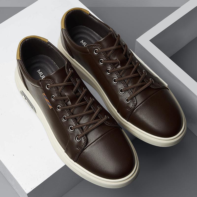 Fashion Men's Outdoor Casual Leather Shoes Genuine Leather Shoes Antiskid Outdoor Skateboard Footwear Classic Tenis Masculino Sneakers