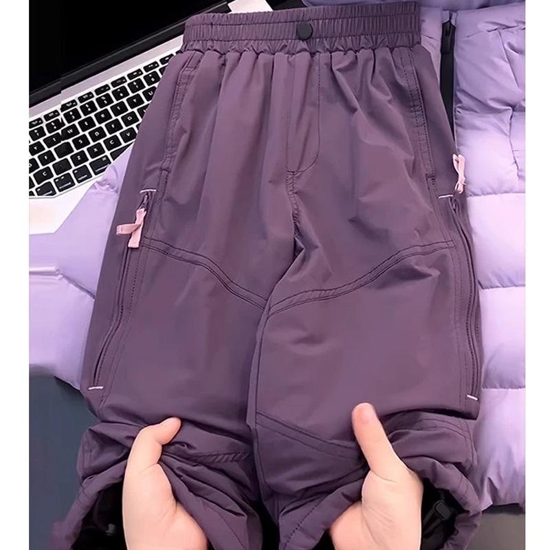 

Девичьи флисовые брюки-ветровки с широкими штанинами - Осень/Зима 2025 150 фиолетовый