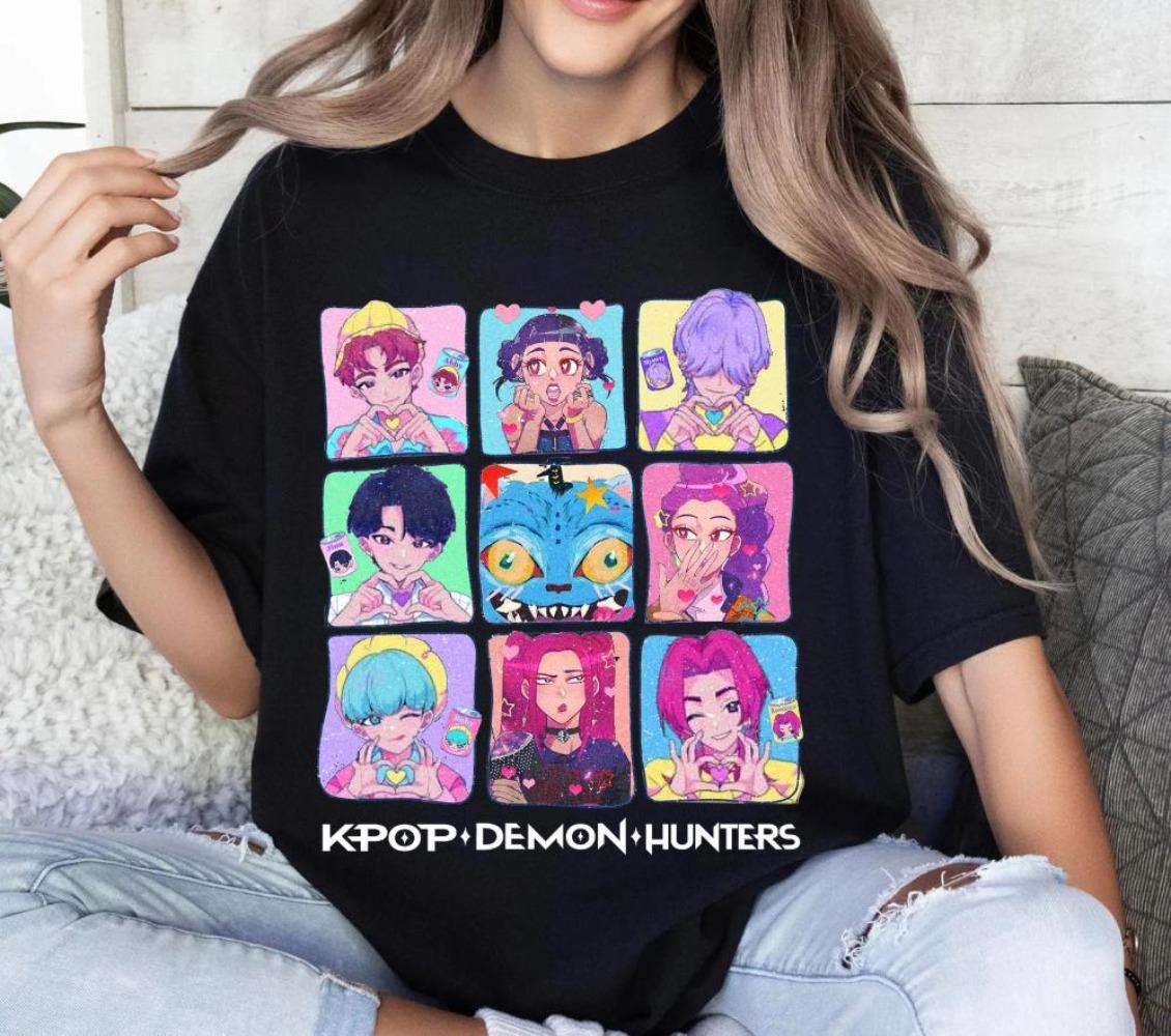 

Demon Hunters Kpop Shirt Saja Boys Kpop Shirt Huntrix Girl Group Shirt Kpop Demon Hunters Merch Kpop Demon Hunters Group Shirt S
