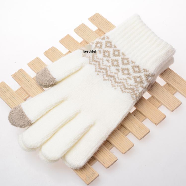 Women's Touchscreen Wool-Blend Jacquard Gloves - Winter Warmth