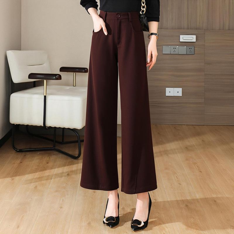 

Feimengyi Women s Winter High Waist Wide Leg Coffee Suit Pants M 90-100 lbs кофейный
