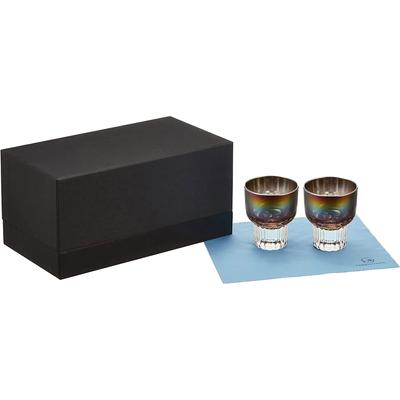 PROGRESS Rocks Glass Titanium Mirror Made In Japan Makes Whiskey Wine Mellow with Cloth Infinite Set of 2 (Chic Infinite)
